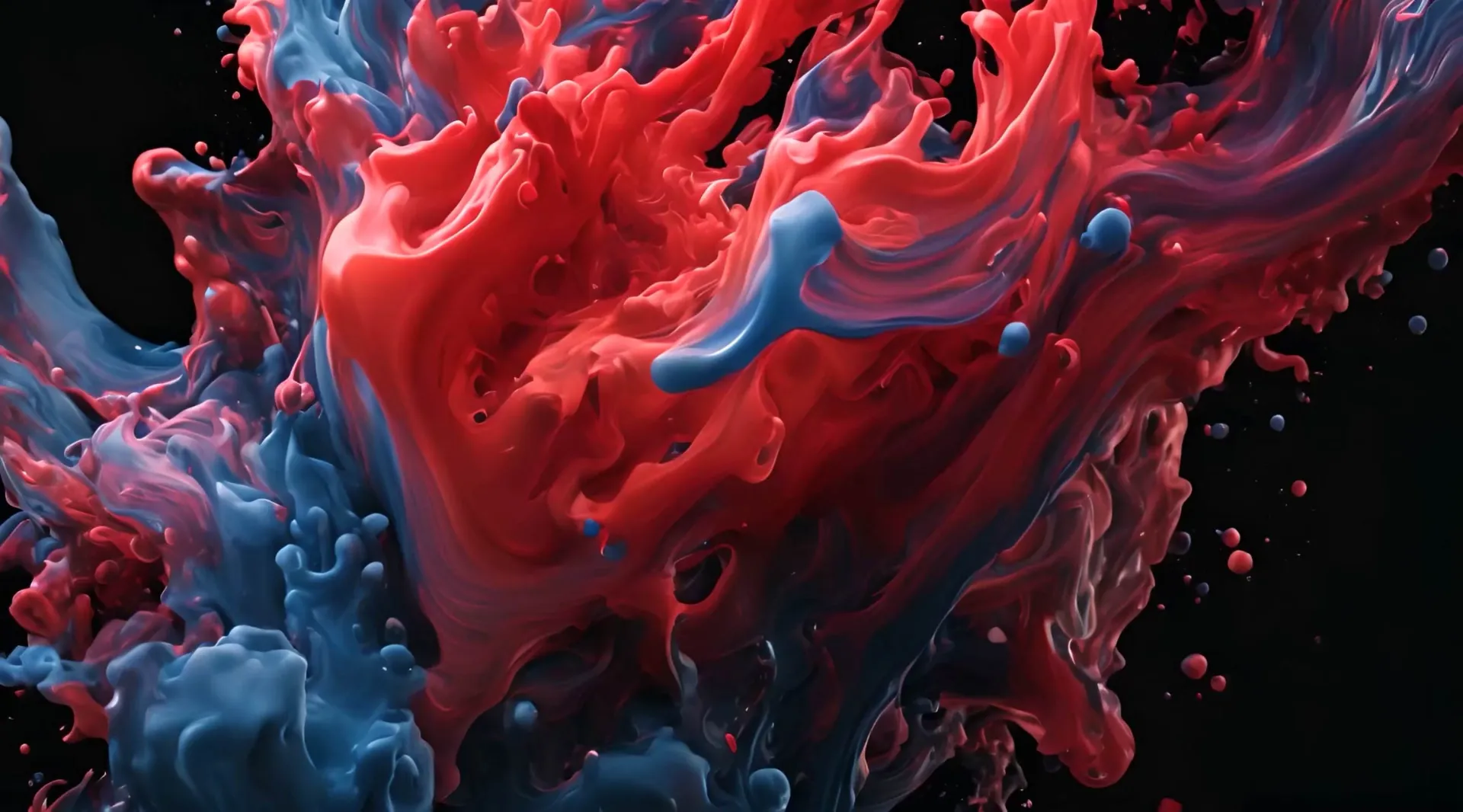 Dynamic Red and Blue Paint Collision Stock Video